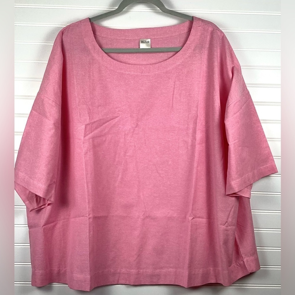 Blair Pink Scooped Neck Top Blouse Size 2XL 100% Cotton